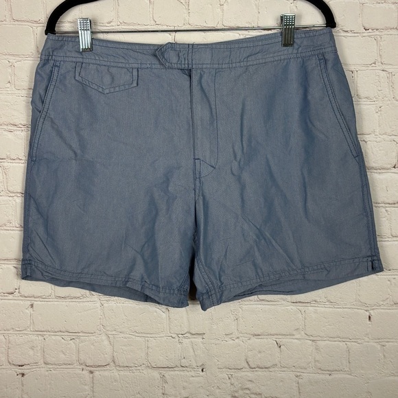J Crew Dock Shorts Mens 6"‎ Blue nylon/cotton inside drawstring, sz 32 - Picture 1 of 4